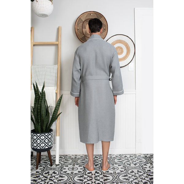 LOTUS LINEN Waffle Piping Robes Hotel/Spa Luxury Cotton Bathrobes